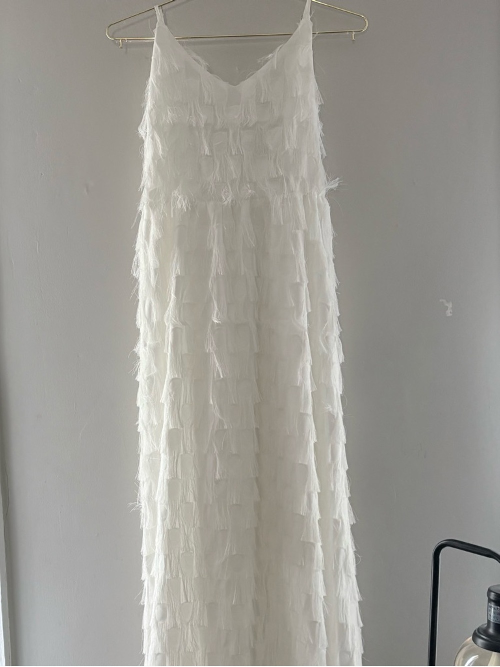 Beautiful White Tassel Fringe Slip Summer Dress